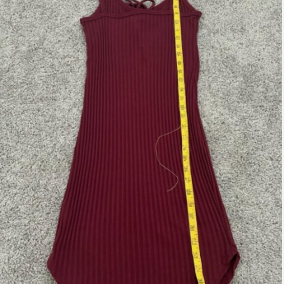 Luna Chix Burgundy Fitted Mini Dress Size Medium Tie Front Cotton Blend - Picture 7 of 7